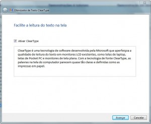 Tela inicial para verificar se o ClearType está ativo