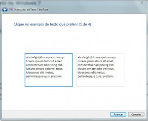 Tela de configuração do ClearType