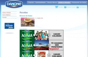 Screen shoot do site da Danone Screen shoot do site da Danone