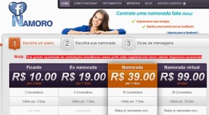 Tabela de pre莽os do Namoro Fake