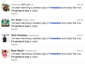 Mensagem do Tweetbot